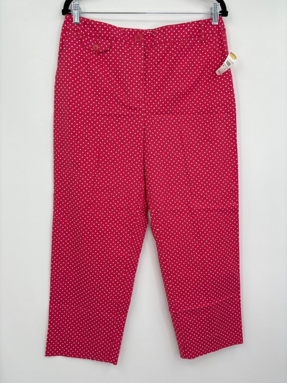 Talbots Vintage Polka Dot Crop Capri Pant Pink Size 12 NEW